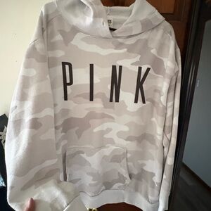 PINK Victoria's Secret White camo comfy Pullover Hoodie